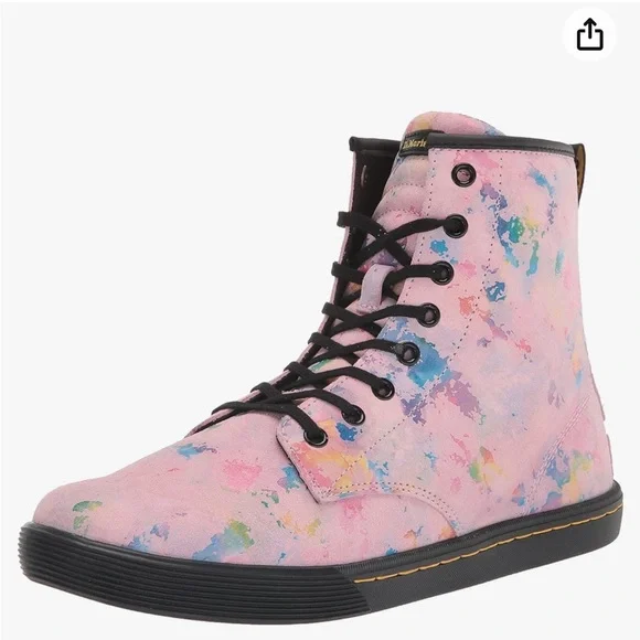 Dr Martens Sheridan Suede Casual Boots Pink Paint Splatter Size 6 NWOB - Picture 9 of 9